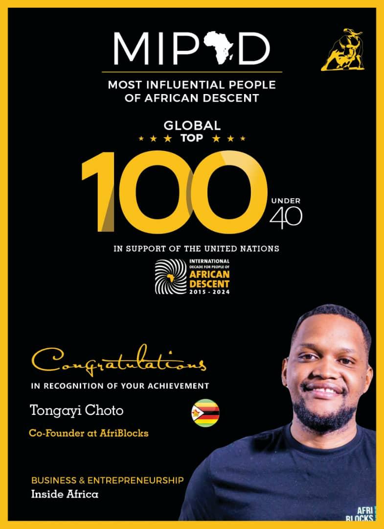Our Co-Founder Tongayi Choto – Most Influential People Of African Descent Under 40